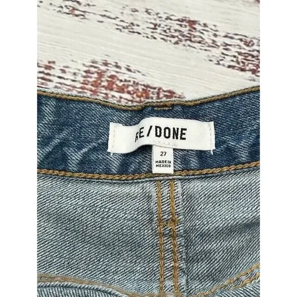 RE/DONE‎ Womens 70s Low Rise Flared Jeans Denim Stretch Lake Blue Size 27 NWT